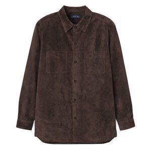 JOHN ASHFORD ADVENTURE Button Front Brown Suede Leather Lined Jacket Size XXL